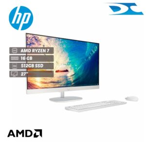 All In One HP 27-CR0273LA Amd Ryzen 7 /Ram 16GB/512 GB SSD/27"/Free/Blanco